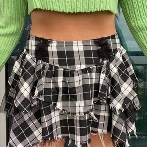 Hot Topic Black White Plaid Mini Skirt M